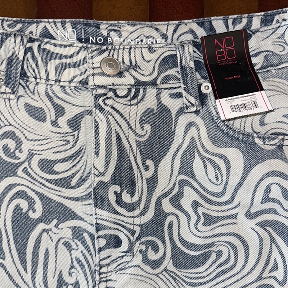 Shorts Midi High Rise Juniors size 9 Raw Hem multicolor two tone blue NWT - Picture 5 of 14